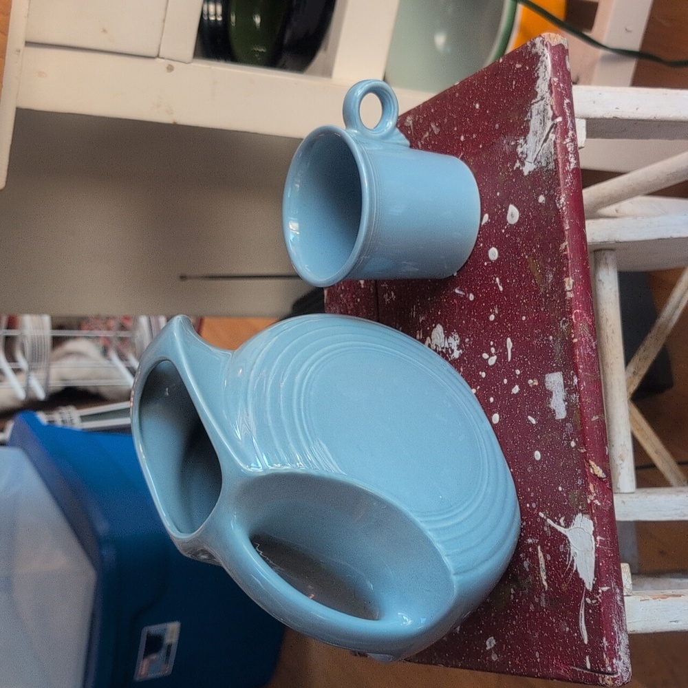 "2"Fiestaware Periwinkle Large Water Pitcher,Tom&Jerry's O Ring Mug